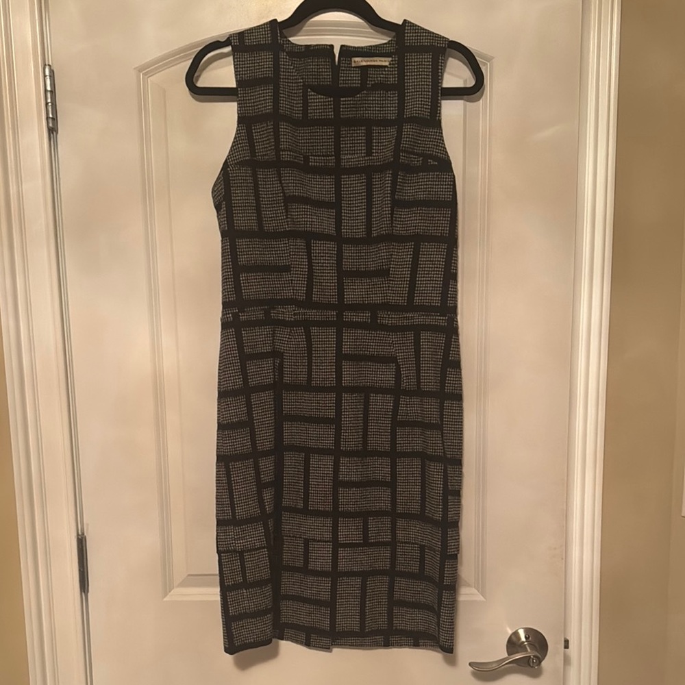 Balenciaga Black and Gray Sleeveless Sheath Dress